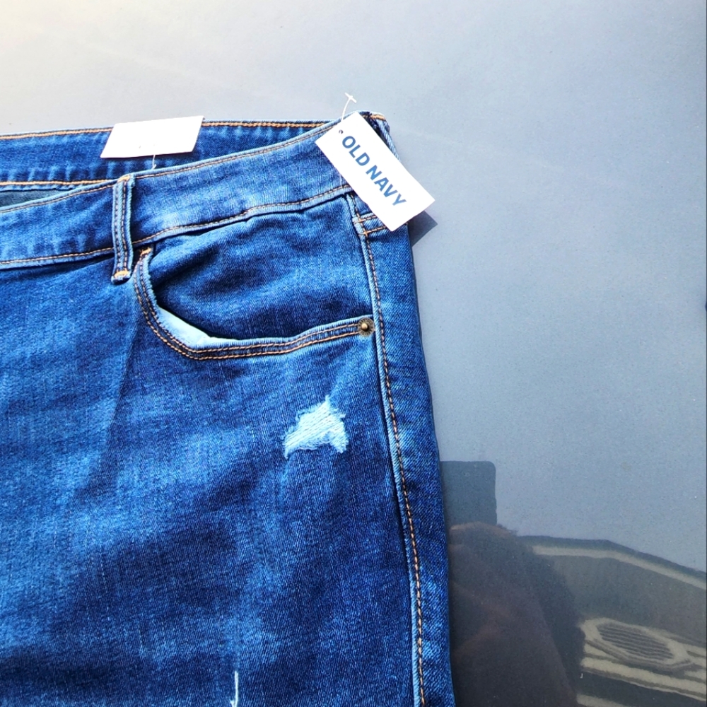 Old Navy Women's blue jeans pants 👖 power slim straight mid-rise - Picture 6 of 8